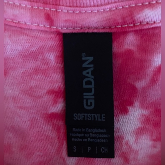 NEW Unisex GILDAN Small Ice Tie-Dye Soft Style T-Shirt Vibrant Coral Pink - Picture 7 of 8